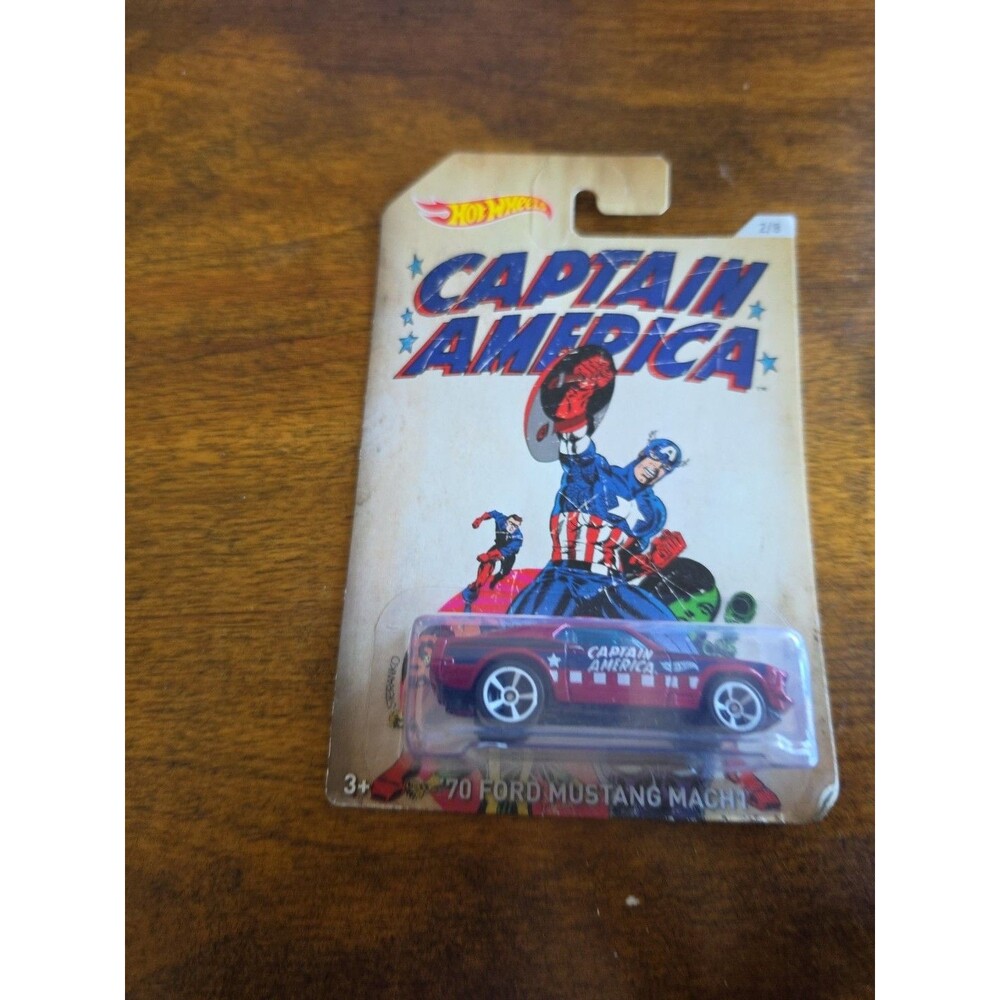 2016 Hot Wheels Marvel Captain America #2/8, '70 Ford Mustang Mach 1, Red